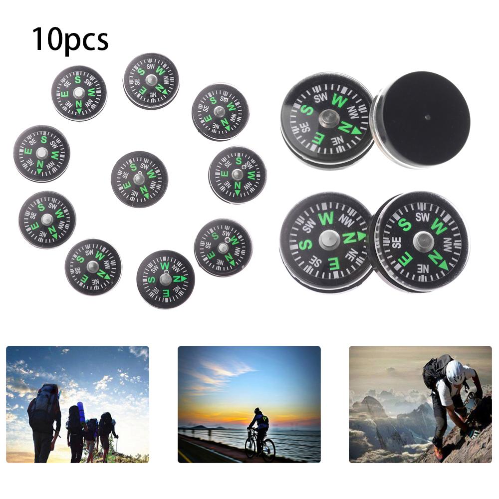 10pcs High Quality Button Design Survival Compasses Camping Hiking Tool Accurate Compass Outdoora Practical Guider