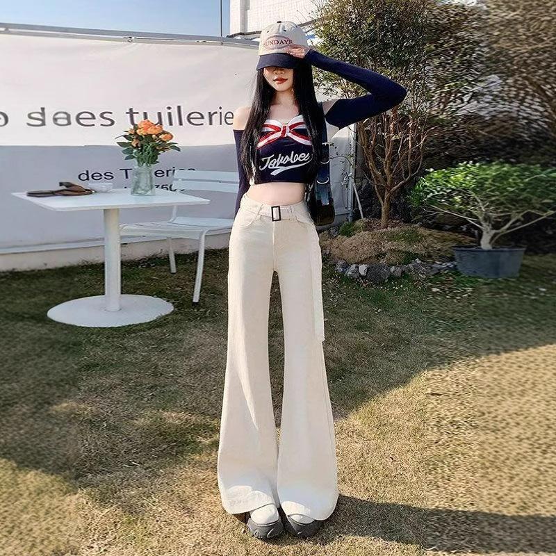 Comfortable Loose Stretch Design Sense High Waist Wide Leg Jeans Female Large Size Year Skinny Dragging Trousers Jeans for Women Long Denim Pants