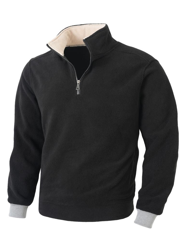 Men's Half Zip Sweatshirt with Contrast Stand Collar