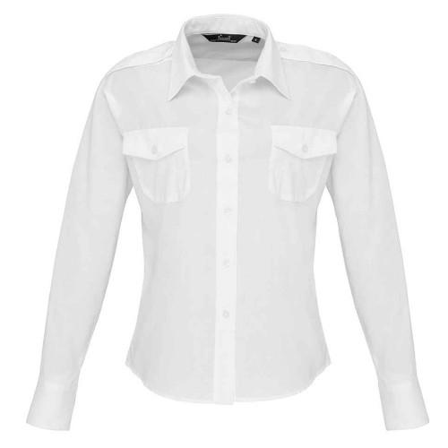 

Premier Womens/Ladies Long-Sleeved Pilot Shirt білий