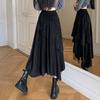 Wildleder-Spitzenrock Damen Hohe Taille Vintage Locker Lang