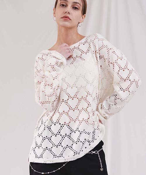 Pluna Studio Heart See-Through T-Shirt - 3 Colors White/Free