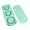 Silicone Ice Cube Tray Easy Release Ice Cubes Maker with Spill Resistant Removable Lid Bin for Cocktail Tea Coffee Cyan