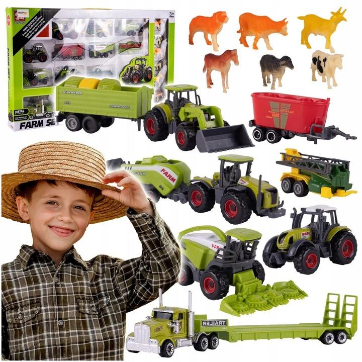 Super Merchant Set Tractor Trekkertractor Maaidorser Machines Landbouwvoertuigen Dieren Cadeau