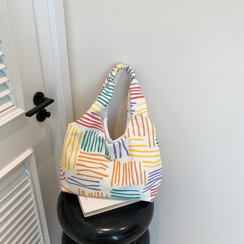 Unique And Trendy Ladies Tote Bag With Eye-catching Floral And Rainbow Designs Perfect For Daily Outings Rainbow