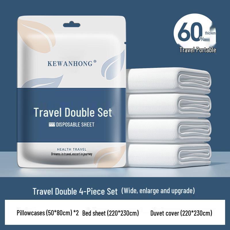 4-Piece Thickened Disposable Bed Sheet & Duvet Cover Set for Travel & Hotels