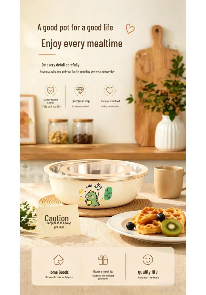 Thickened Food-Grade Stainless Steel Bowl: Ideal for Dough Mixing, Vegetable Washing & Baby Bottles.