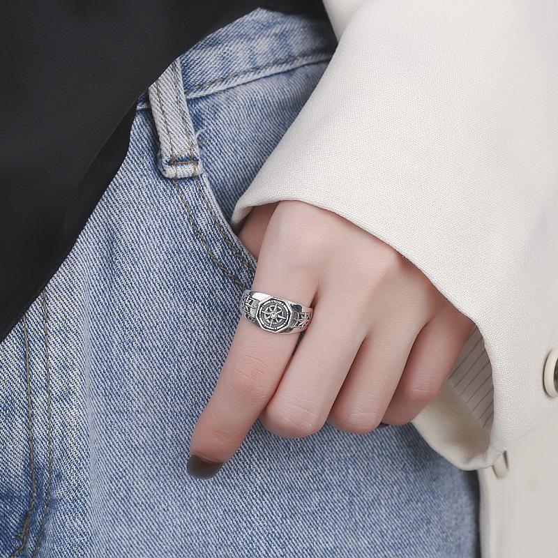 Sea God Starry Open Ring for Men and Women, Punk Style Personalized Retro Dominance Food Ring