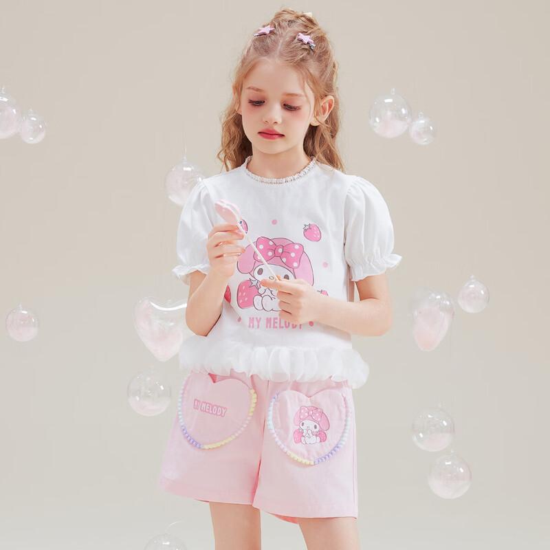 Hello Kitty Melody Cartoon Girls' Summer T-shirt & Shorts Set