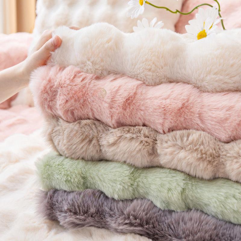 Rabbit Plush  Sofa Cover Winter Thickened Couch Pad Solid Color Premium Anti Slip Sofa Protective Blanket Sofa Dust Cover Towel