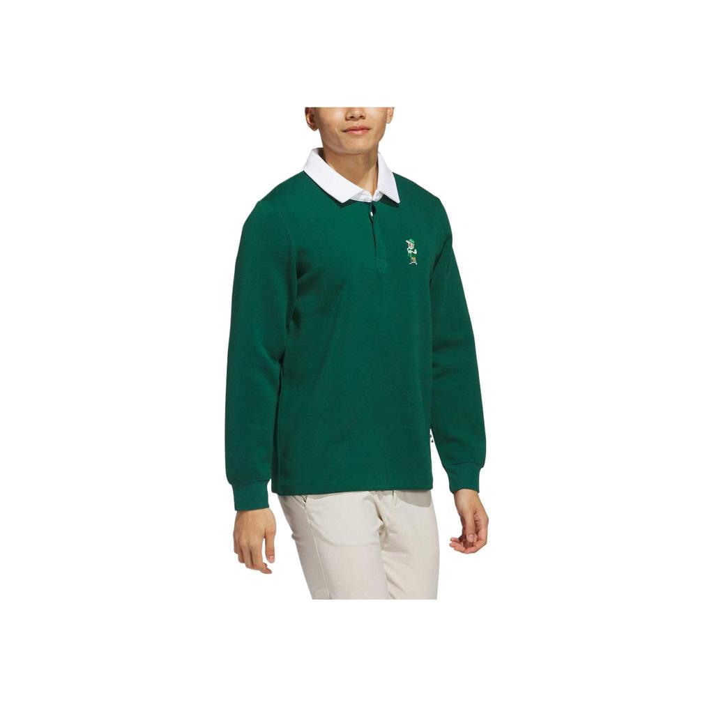 adidas Rugby Classic Chip Fresh Golf Comfortable Stylish Long Sleeve Polo Shirt Men Polo Shirts Forest-Green JJ4199