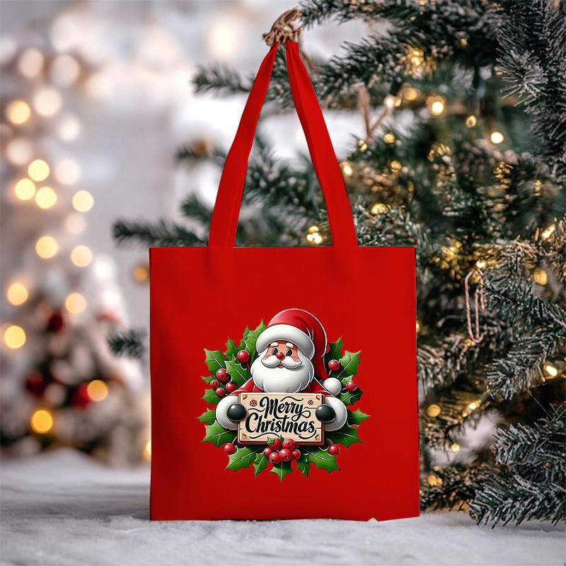 Рождественская Сумка Многофункциональная Большая Вместимость Модная Сумка на Плечо Студенческая Холщовая Сумка 39*36cm