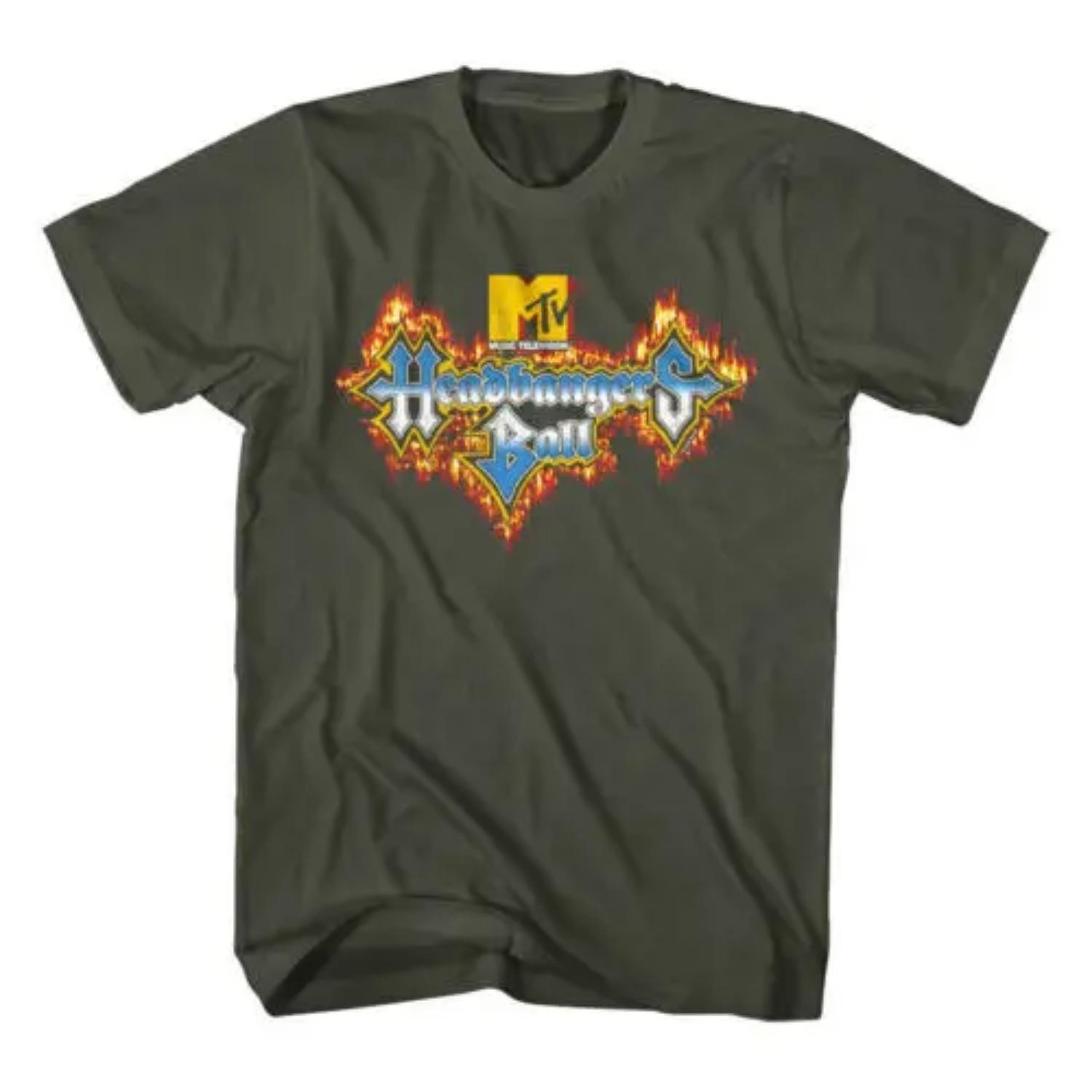 MTV Headbangers Ball Fire Logo Sponsored by MTV Men s T-Shirt Heavy Metal Music S чёрный