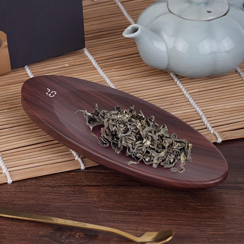 Compact High Precision Kitchen Scale USB Rechargeable, Wooden Textured Oval Design, Ideal for Cooking Baking Digital Food Prep Weighing In Grams