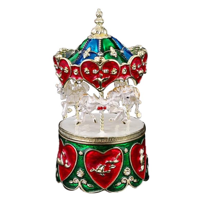 

Vintage Inspired Rotating Carousel Jewelry Organiser Alloy Construction Storage Box For Necklace Earrings 1