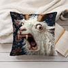 Spooky Goat Face 2D Cool Cushion Cover Silky Short Plush Invisible Zipper Dustproof Sofa Pillow Case For Home Decor