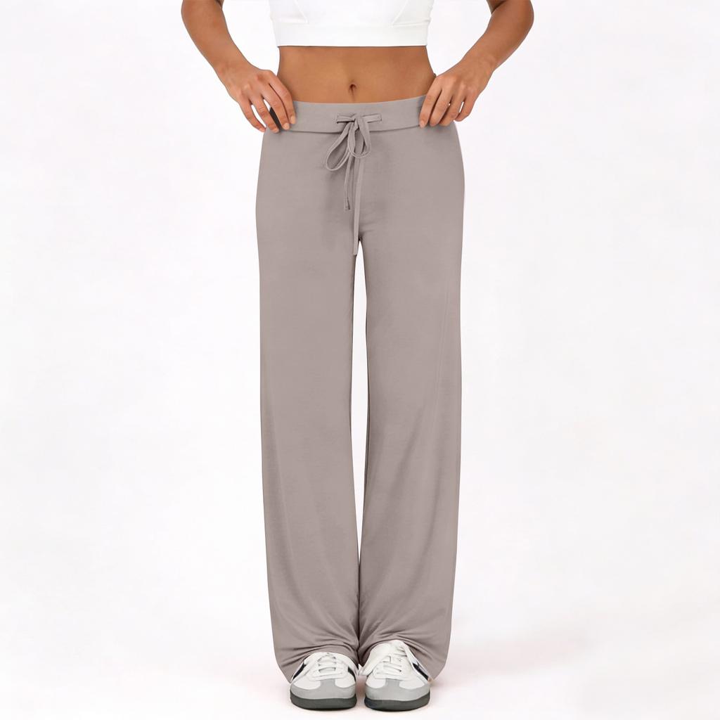 Damen Schlaghose Lässige Kordelzug Elastischer Bund Bequeme Schlaghose Yoga Lose Hose