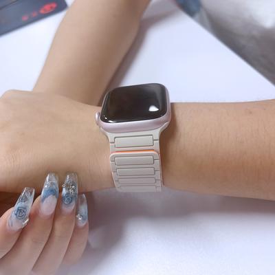 Magnetic Loop For Apple Watch Band 45mm 44mm 40mm 41mm 46mm Silicone Bracelet iWatch Series 10 9 8 7 6 5 Se Ultra 2 Strap 49mm
