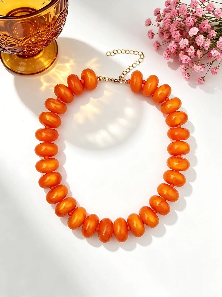 Collana Casual alla Moda con Perline in Resina Dopamina Charms Gioielli Chunky Adatta per Donne Uso Quotidiano Vacanze