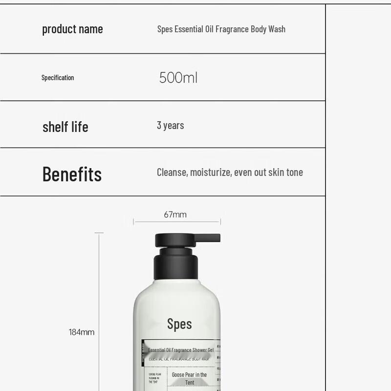Spes Essential Oil Fragrance Shower Gel