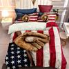 Baseball Amerikanische Flagge Druck Bettwäscheset Weiche Bequeme Bettdecke Für Schlafzimmer Gästezimmer 1*Bettbezug + 2*Kissenbezüge
