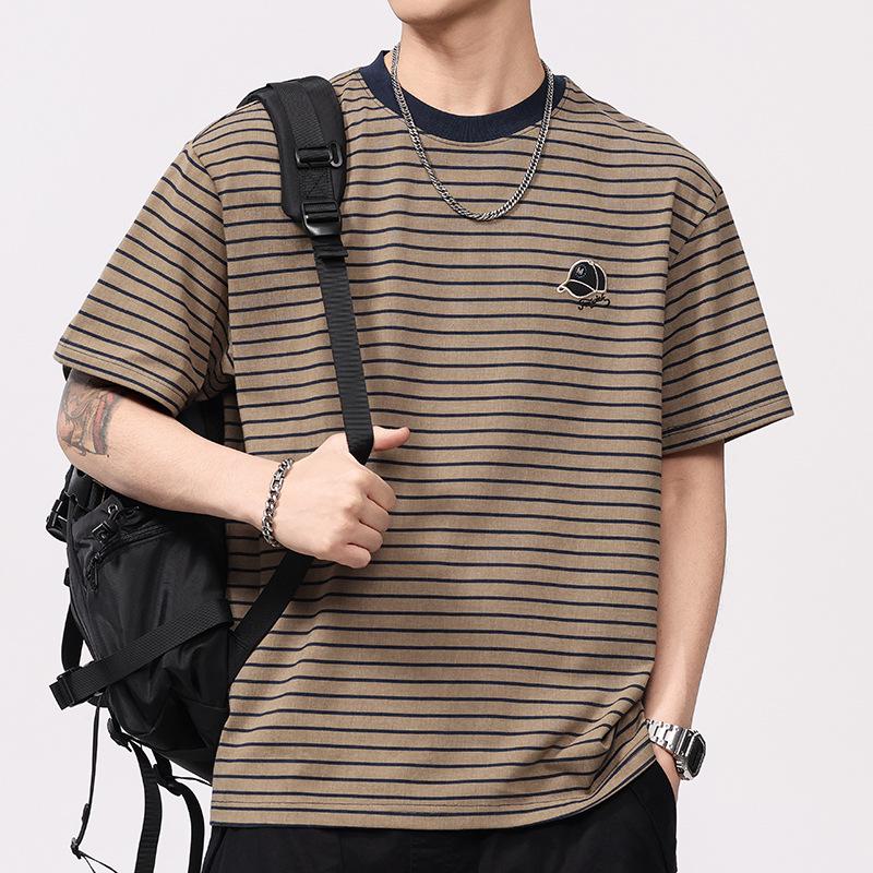 Men's Retro Striped Short Sleeve T-Shirt - 2025 Summer Collection