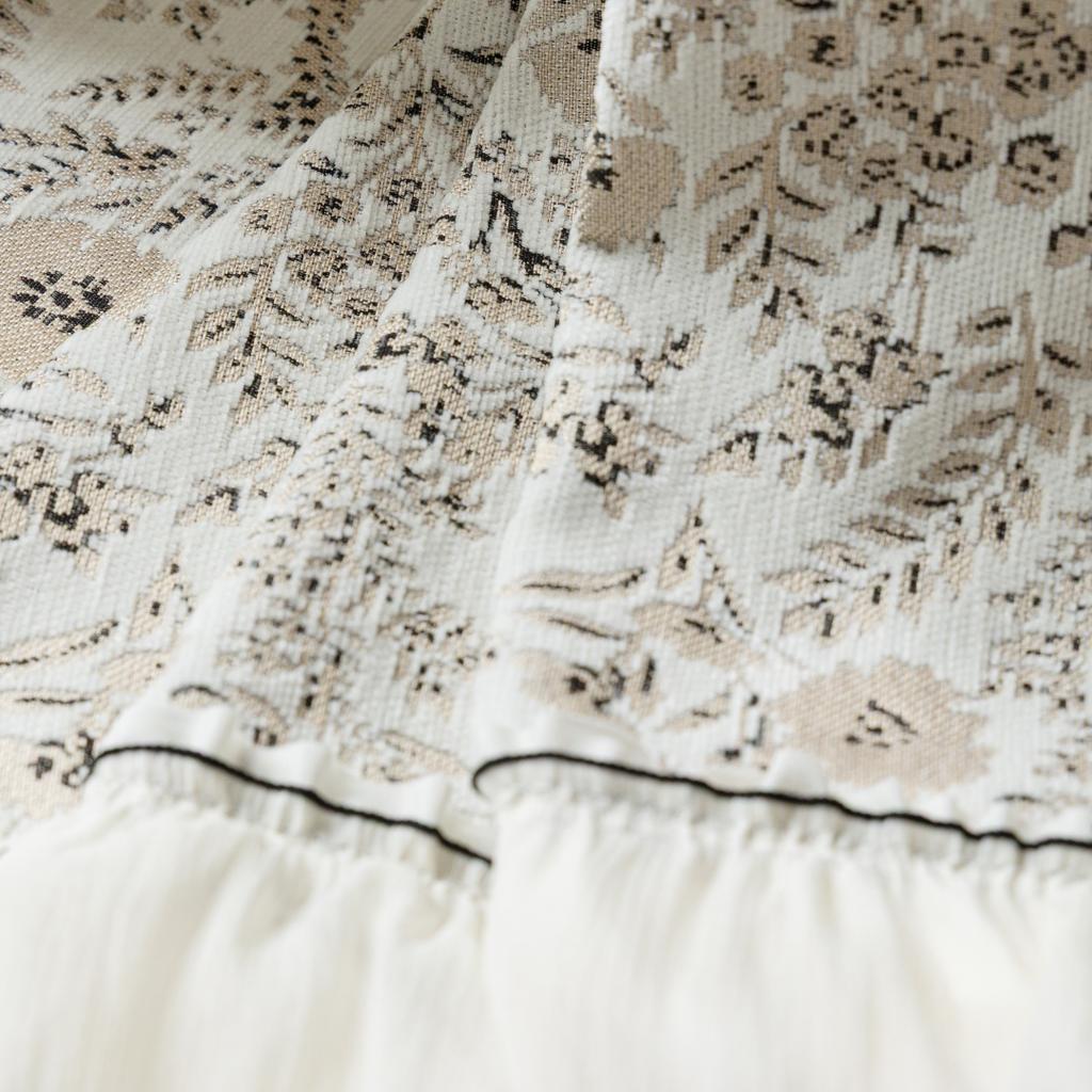 1pc Floral Jacquard Ruffle Hem Sofa Cover, Elegant Chenille Fabric, All-Season Machine Washable, Fits 1-4 Seater