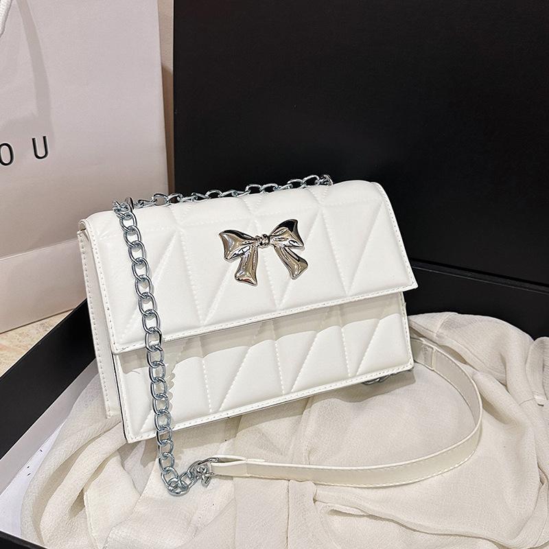 Rhombus Chain Bag Women'S Autumn High-Value Fashion Bow Versatile Shoulder Messenger Bag Small Square Bag