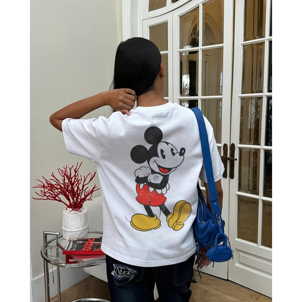 Summer Disney Mickey Mouse T-Shirt Hip Hop Vintage T-Shirt Harajuku Streetwear Cotton Top Tee Men Women Graphic T-Shirt Clothes