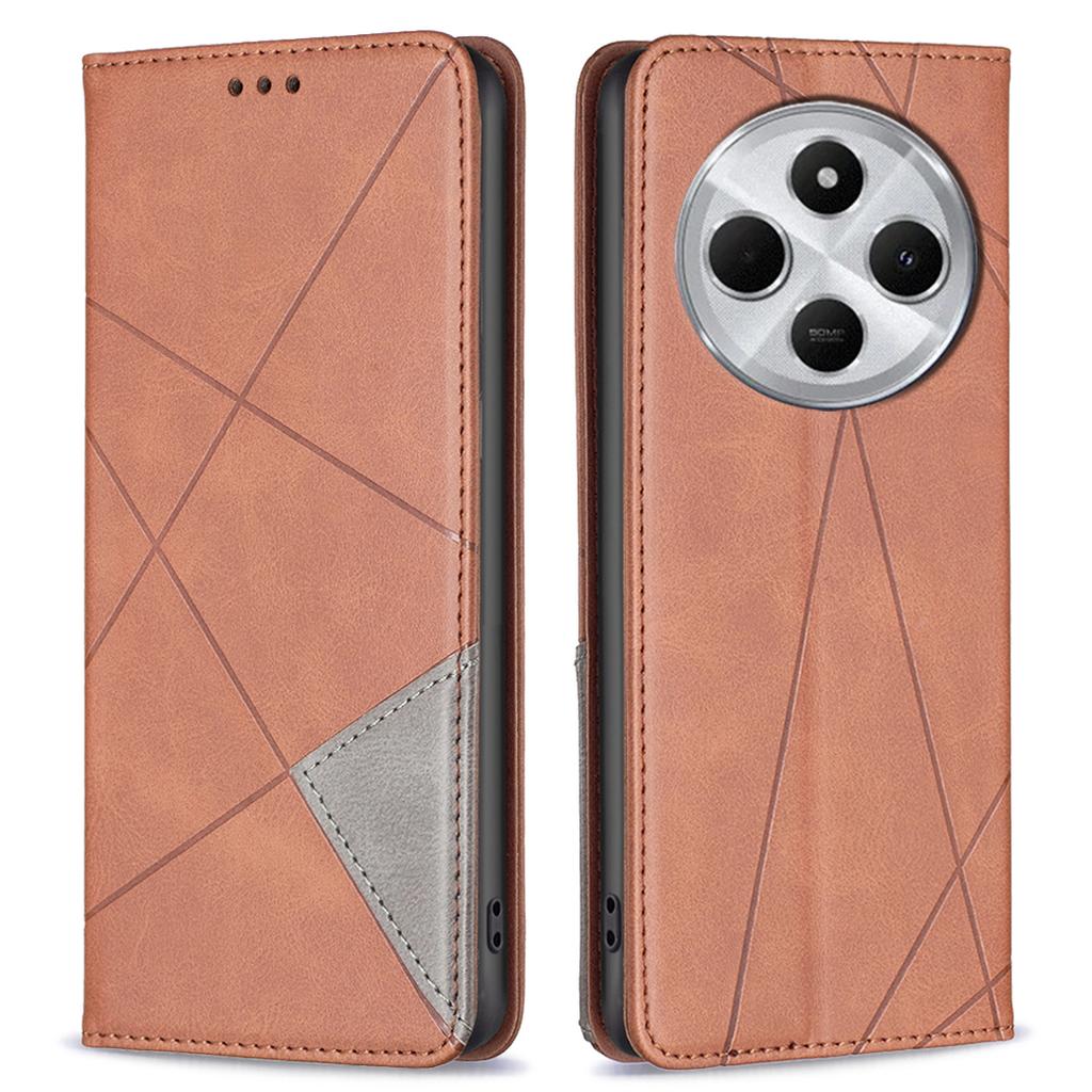 For Xiaomi Poco C75 4G/Redmi 14R 5G/14C 4G Case Card Slots Geometry Imprint Leather Phone Cover