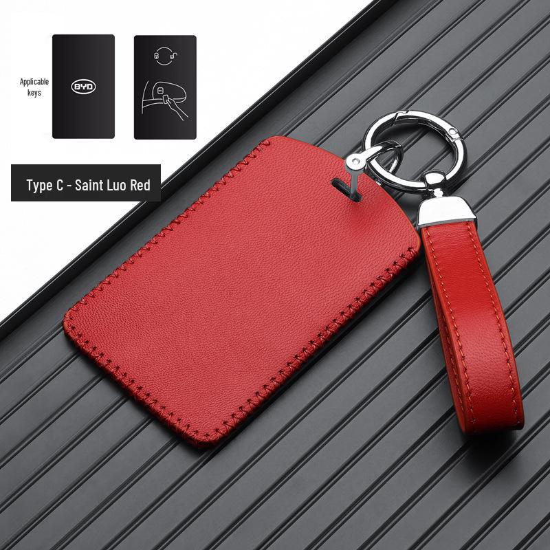 BYD Han EV Key Case: Genuine Leather for Dolphin, Qin PLUS, Song Pro, Tang - New Energy Car Key Bag