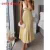 Elegant Summer Sleeveless Vneck Pleated Backless Maxi Dress For Women