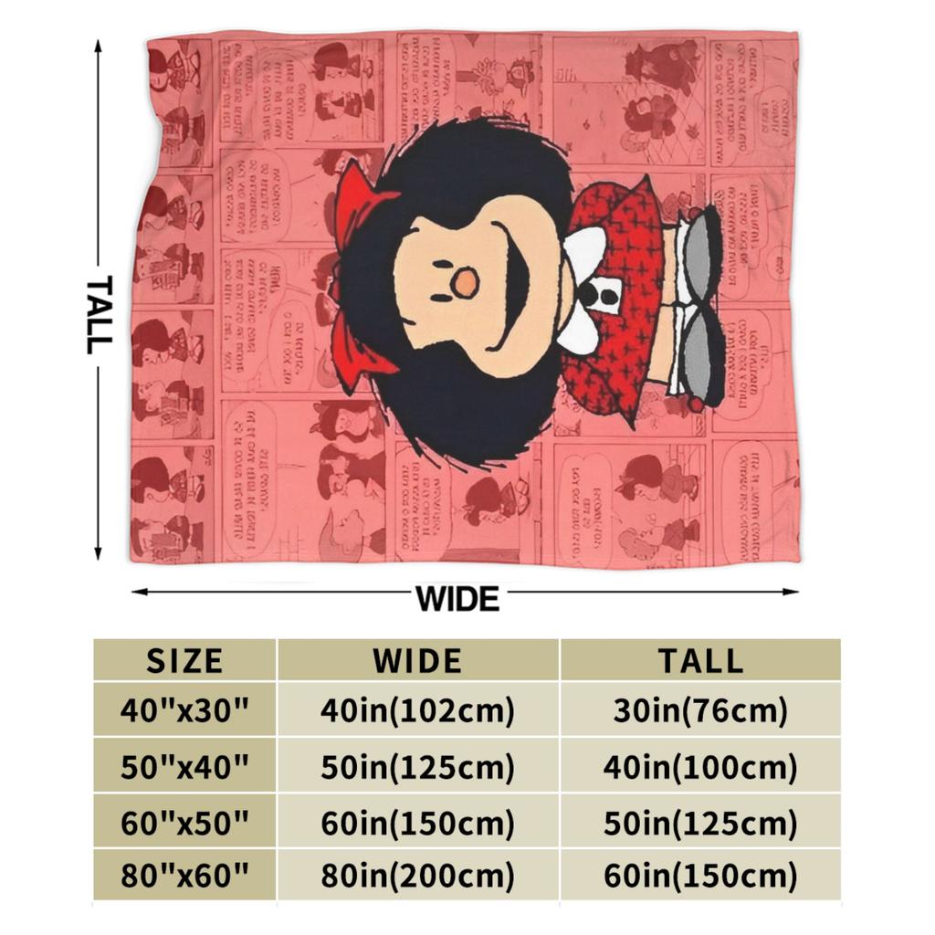 M-Mafaldas Cartoon Blankets Flannel Decoration Portable Lightweight Throw Blanket for Bedding Couch Quilt