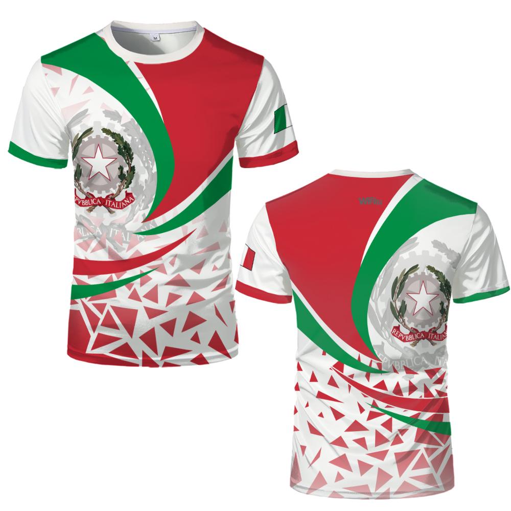Italy Flag Print Football T-shirt Italian Outdoor Sports Quick-drying Breathable Jersey Men's and Women's Casual Streetwear