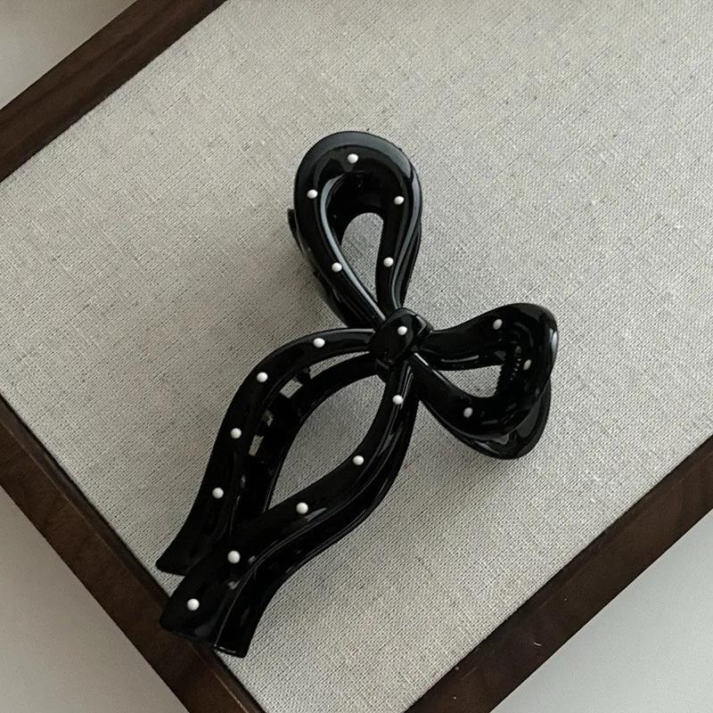 1/2pcs/Set Women's Elegant Sweet Bow Polka Dot Large Hair Claw Clips,For Women's Daily Use,Valentine's Day