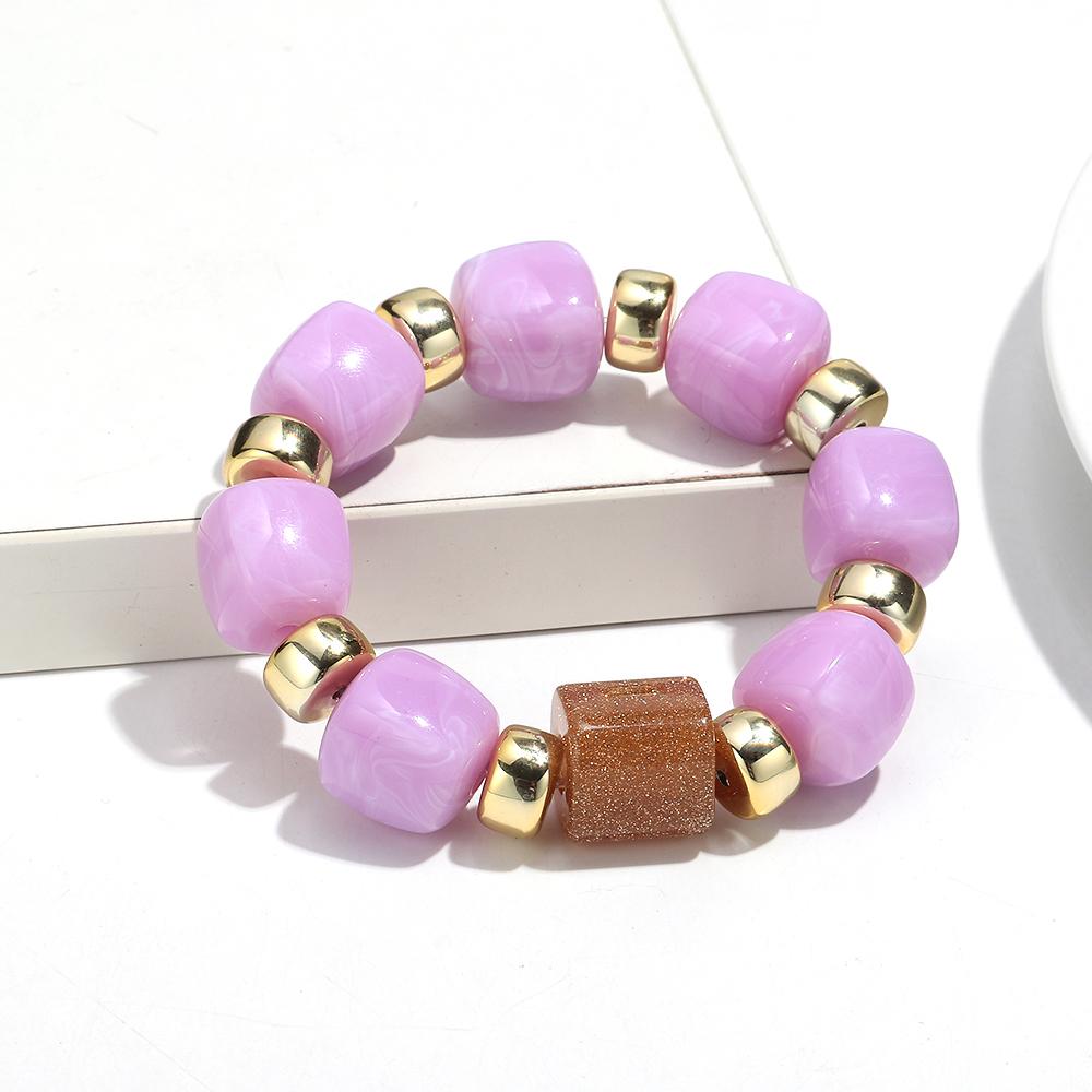 Fashion Acrylic Big Square Beads Bracelet for Women New Trendy Colorful Imitation Stone Strechy Bracelets Statement Jewelry Gift