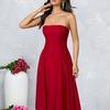 New Holiday Style Tube Top Solid Color Dress, Sexy Temperament Backless Slim A Word Medium and Long Dress Skirt