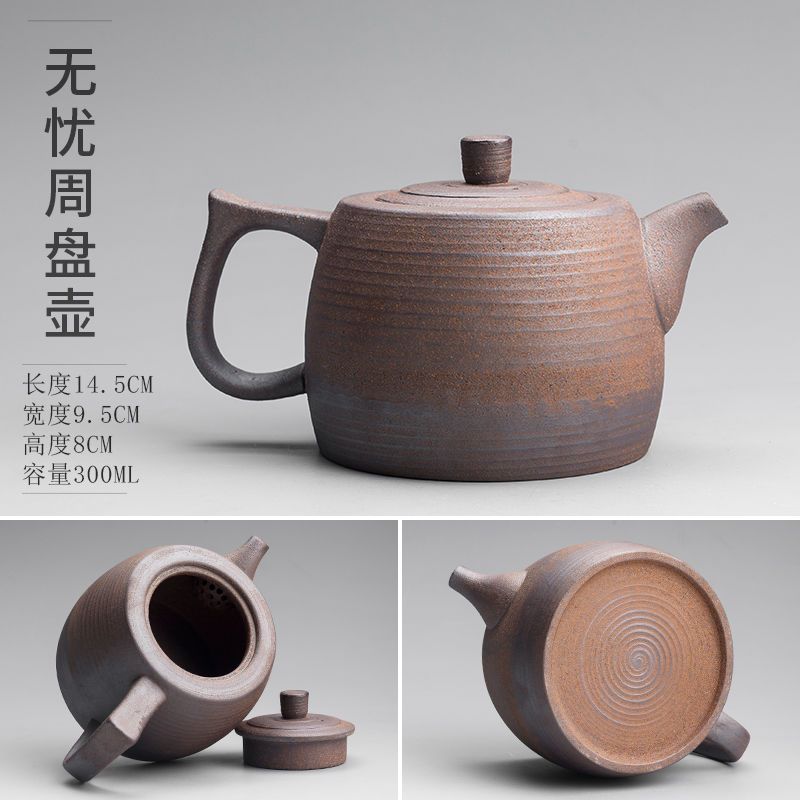 Japanese-Style Handmade Teapot - Retro Coarse Pottery Stoneware, Portable Ceramic Teaset for Kungfu Tea
