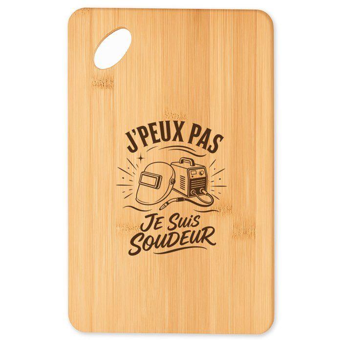 Planche à découper - PLANETEE - Plateau apéro en bambou 30×20 cm - Gravée au laser - Bambou massif - J'peux pas je suis Soudeur