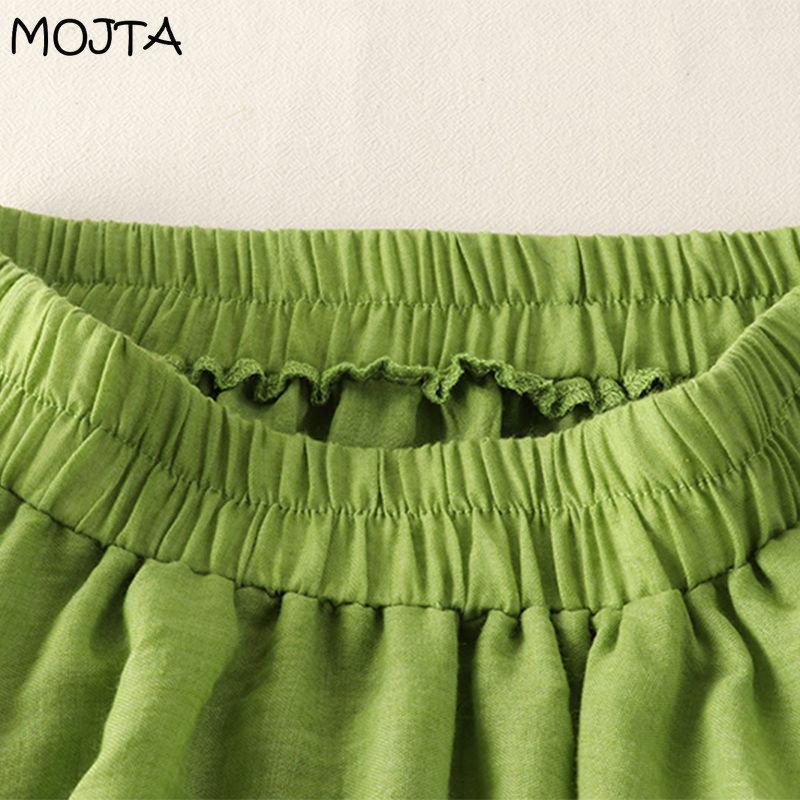 MOJTA Jupe mi-longue printemps été femme taille élastique jupe taille haute jupe trapèze