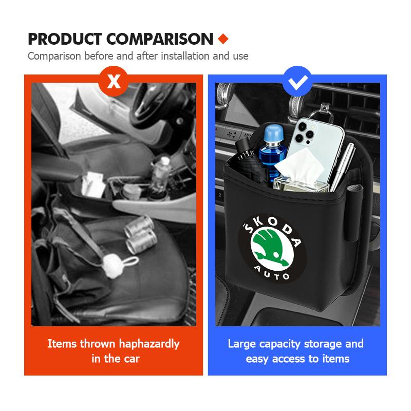 UMVB1 For Skoda Car Storage Bag Air Vent Dashboard Tidy Hanging Organizer Box Auto Accessories Kodiaq Fabia Kamiq Karoq Octavia 2 3