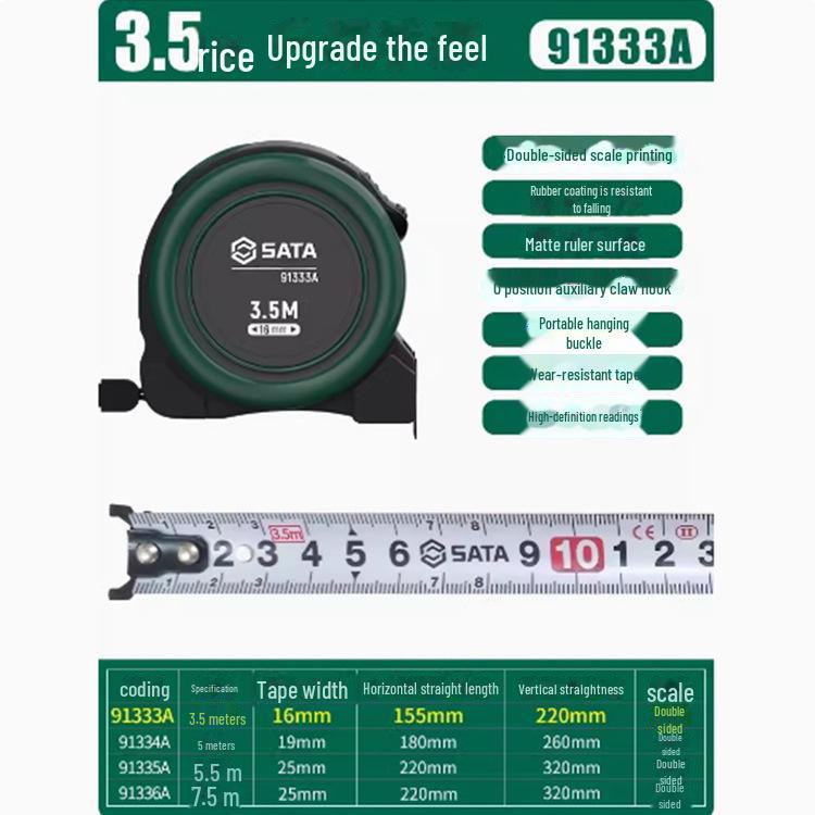 Shida High Precision Portable Steel Tape Measure - 5m for Home, Construction, Woodworking (Models: 91314AB, 91334A, 91342A)