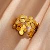 Stainless Steel Gold Color Irregular Geometric Opening Rings for Women Fashion Metal Texture Wide Rings Aesthetic Jewelry Gift