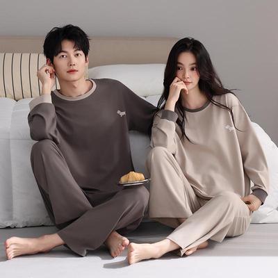 Women's Ribbed Cotton Pajama Set - Long Sleeve, Long Pants, Sporty Casual, Autumn Style, Wearable Outdoors