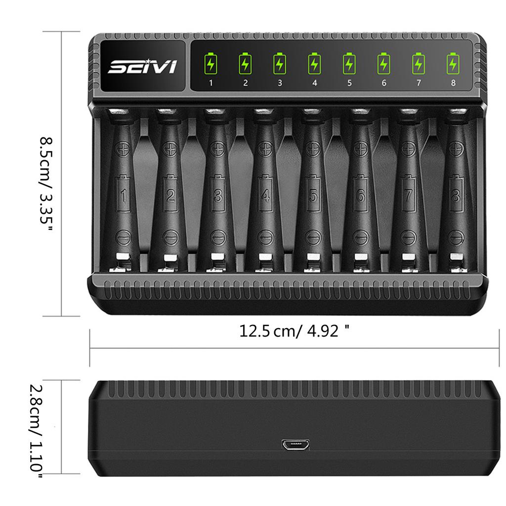 8 Slot Battery Charger AA AAA Battery Charger for NiMh NiCd Rechargeable Batteries with LCD Display Type-C Input
