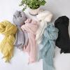 Moda de Verano Color Sólido Bufanda Rombo Extendido Bufanda de Seda Japonesa Literaria Protector Solar Chal Irregular de Lino Mujer