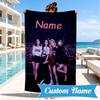 Custom Name Beach Towel Kpop Pink Roses Friendship Microfiber Beach Towel, Lightweight for Summer Travel, Swimming Pool Fan Birthday Gift