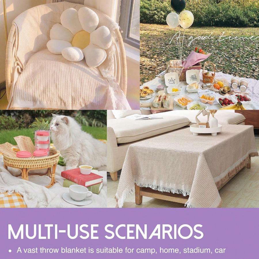 1 pièce Couverture de pique-nique style Ins, Couverture de plage, Tapis d'extérieur doux et pliable - Essentiel pour le camping, les fêtes de printemps et d'été