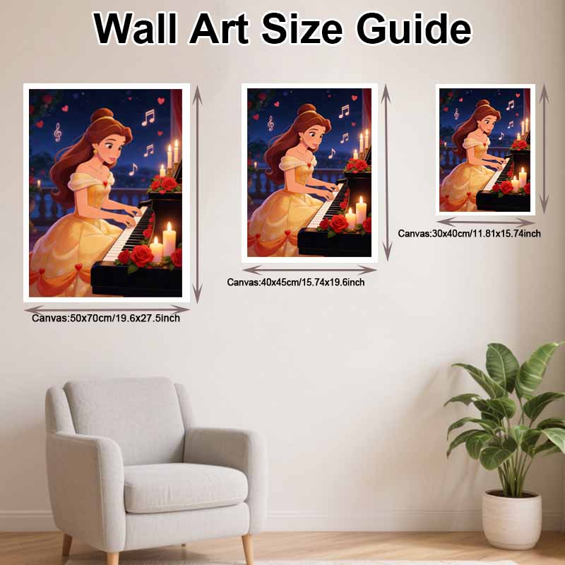 Disney Diamond Painting Kit Classic Belle Playing Piano Romantic Home Decor Craft Perfect Gift Idea Diamond Art
