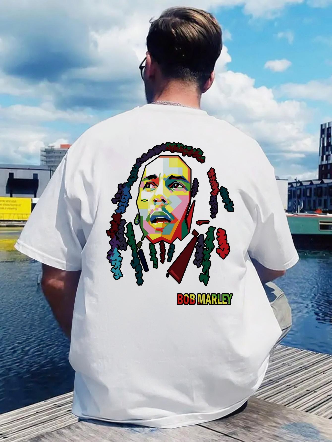 

Retro Bob Marley Graphic T-shirt - Colorful Rastafarian Design XXXL